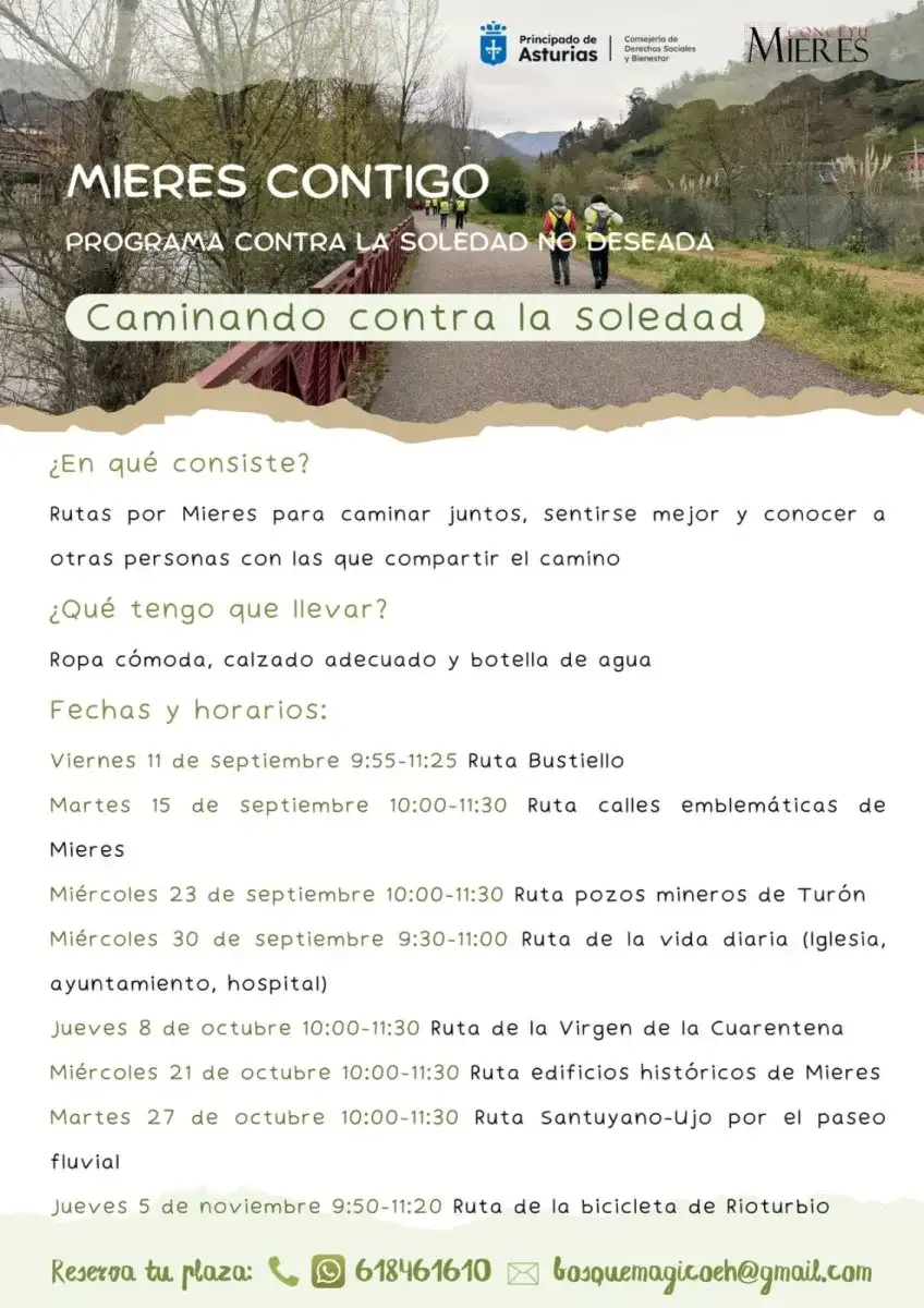 Vuelve el programa ‘mieres contigo’ con rutas a pie para combatir la soledad no deseada entre septiembre y noviembre