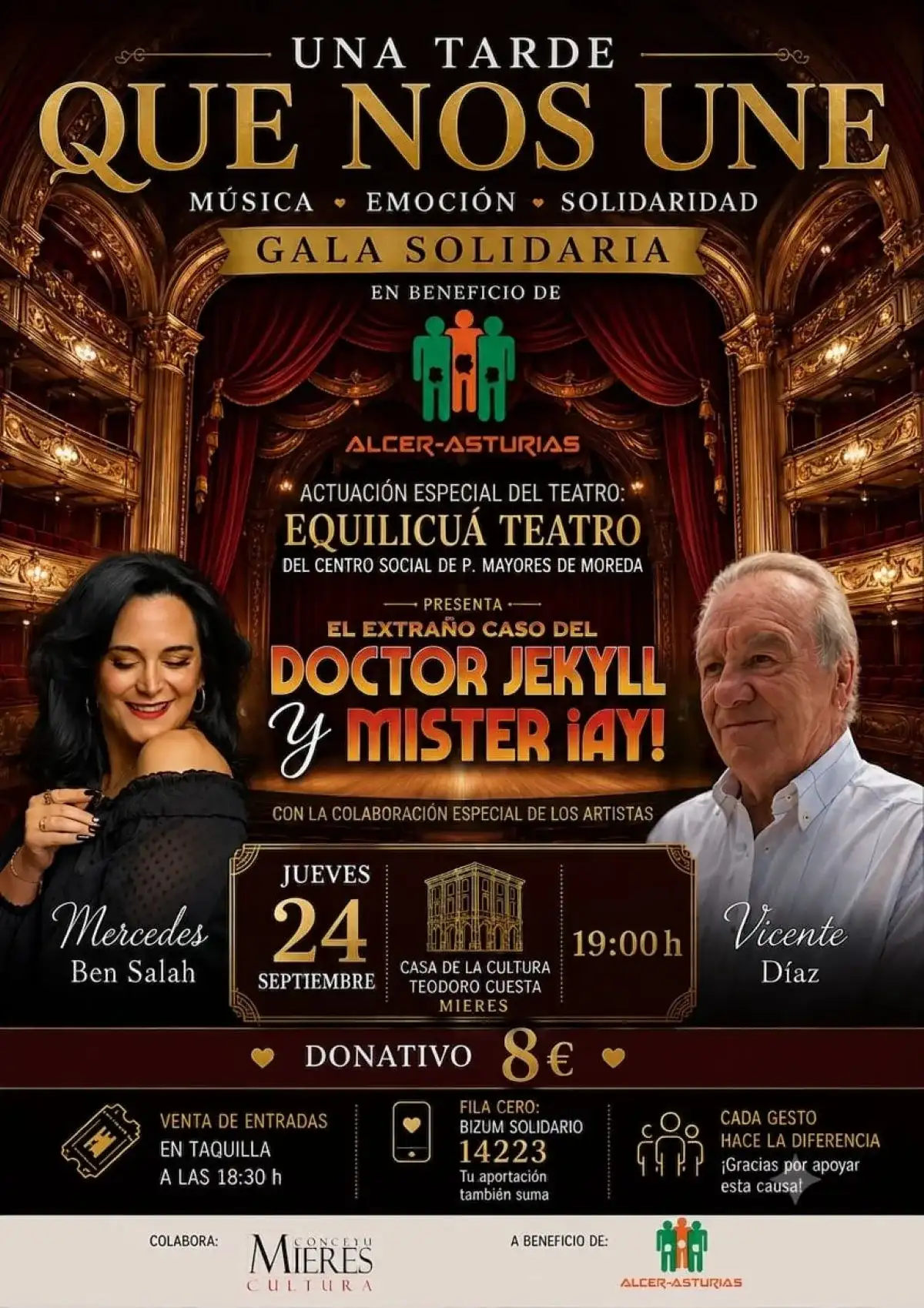 Gala solidaria de AFESA Caudal: Mercedes Ben Salah, Vicente Díaz y T. Equilicuá