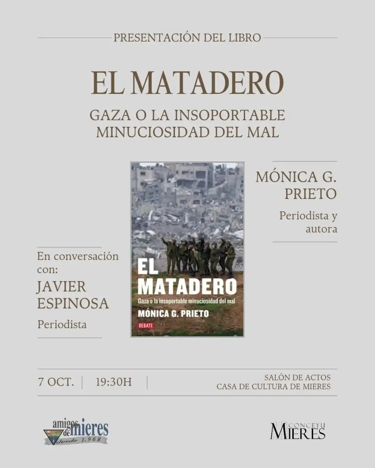 Presentación del libro 'El matadero. Gaza', de Mónica G. Prieto
