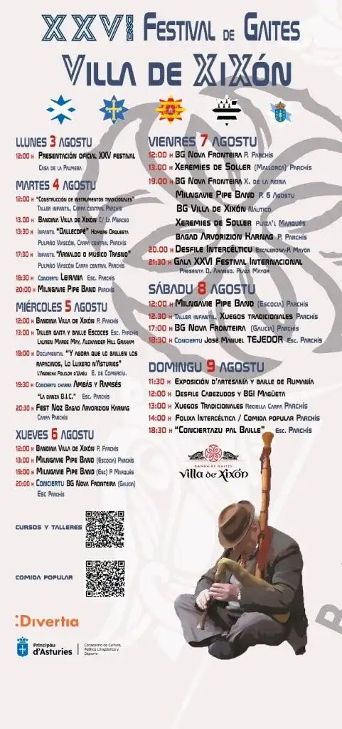 Festival de Gaites Villa de Xixón. Milngavie Pipe Band y BG Nova Fronteira