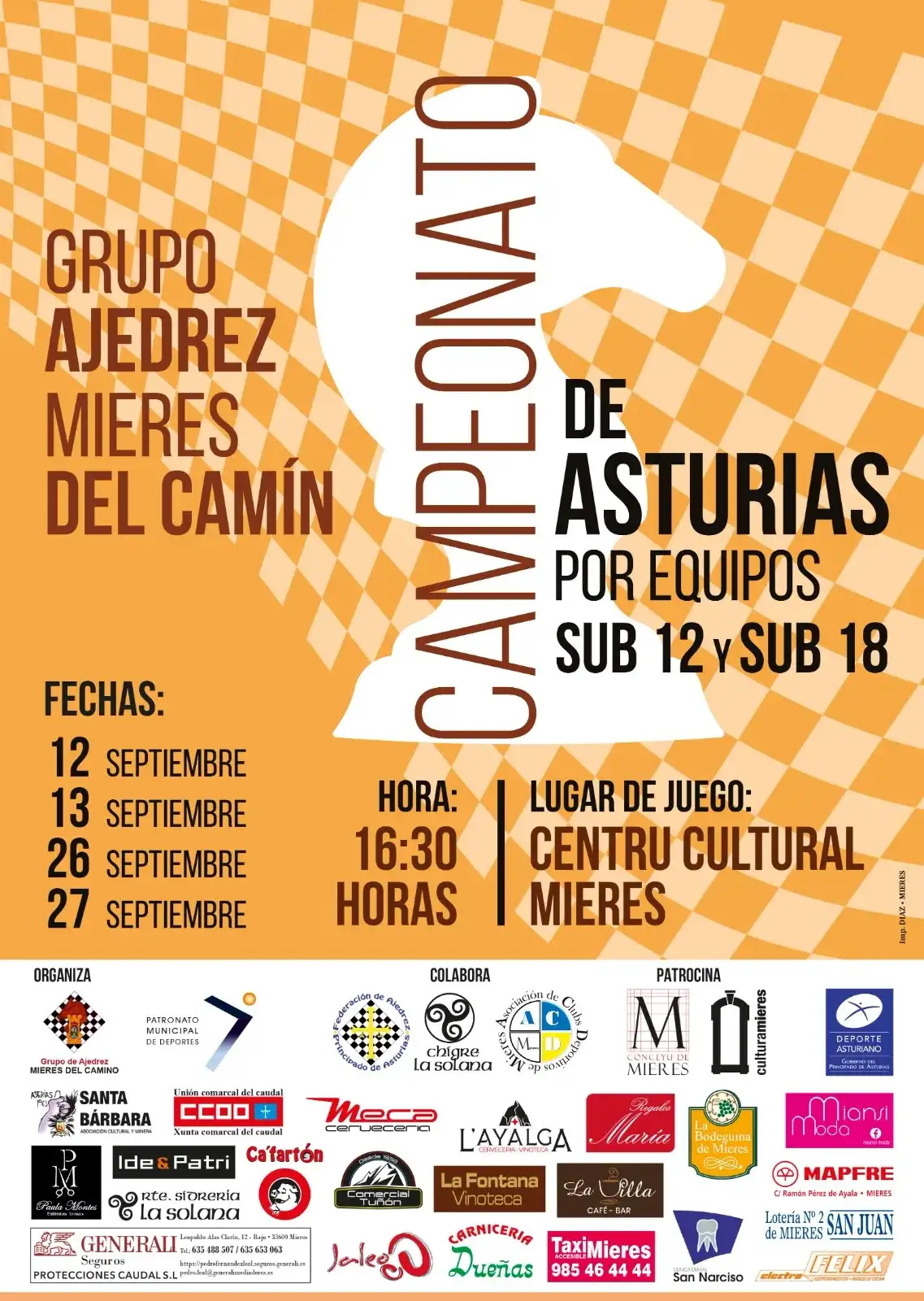 Campeonato de Asturias 2026 de ajedrez por equipos sub12 y sub 18