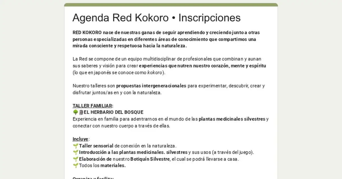 Taller familiar Herbario del Bosque