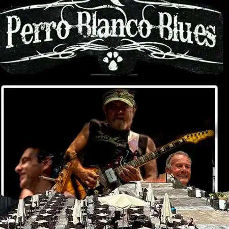 Sesión vermú con perro blanco blues