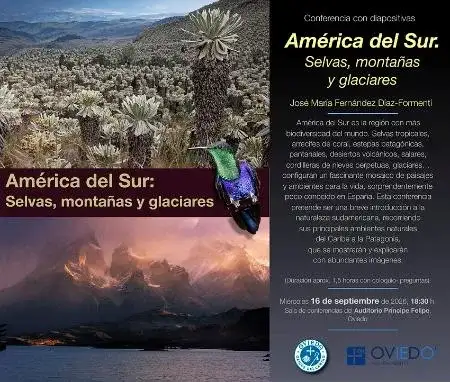 Conferencia américa del sur: selvas, montañas y glaciares