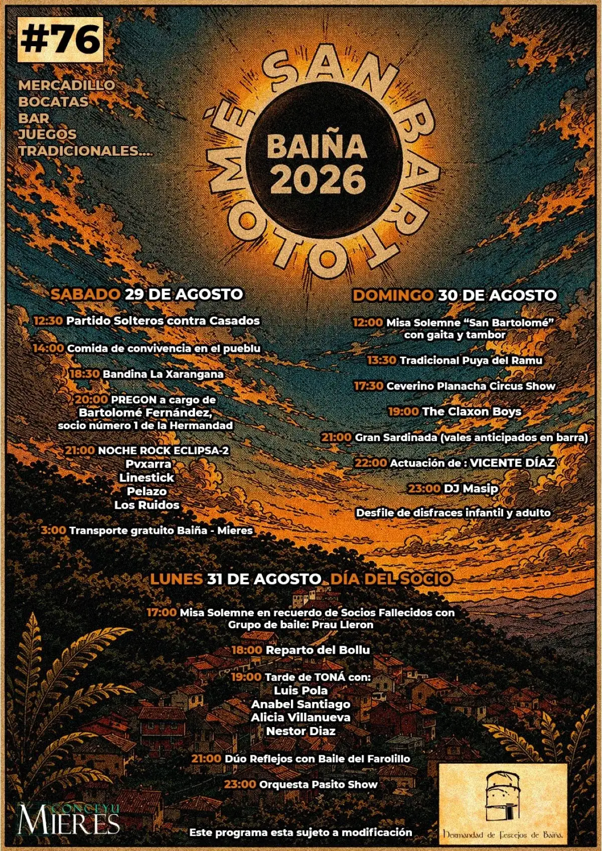 Fiestas de baíña 2026 (29-31 AGO)